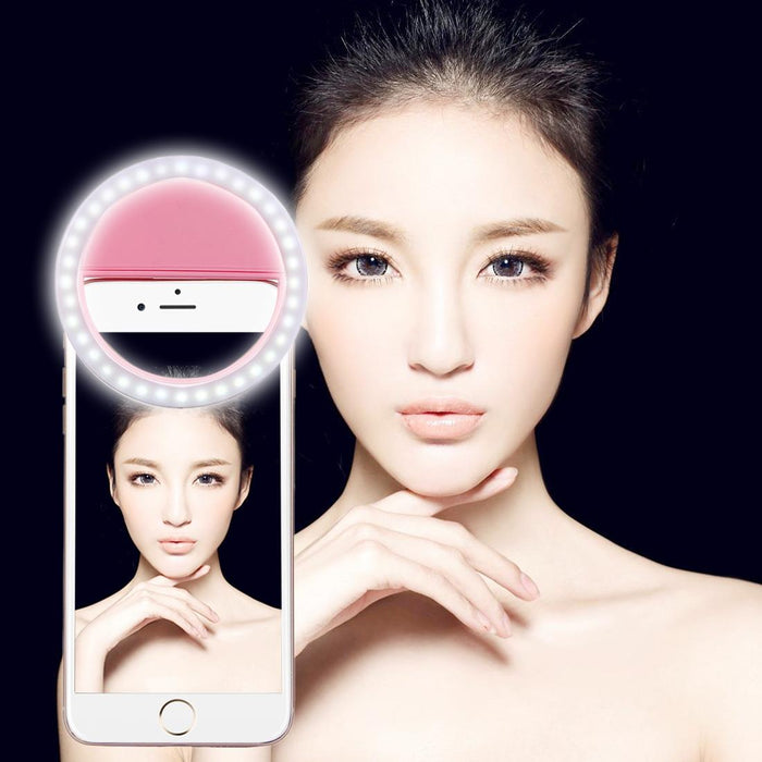 Charging Selfie Beauty Light For Iphone Galaxy Huawei Xiaomi Lg Htc And Other Smart Phones With Adjustable Clip & Usb Cable