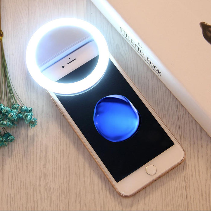 Charging Selfie Beauty Light For Iphone Galaxy Huawei Xiaomi Lg Htc And Other Smart Phones With Adjustable Clip & Usb Cable