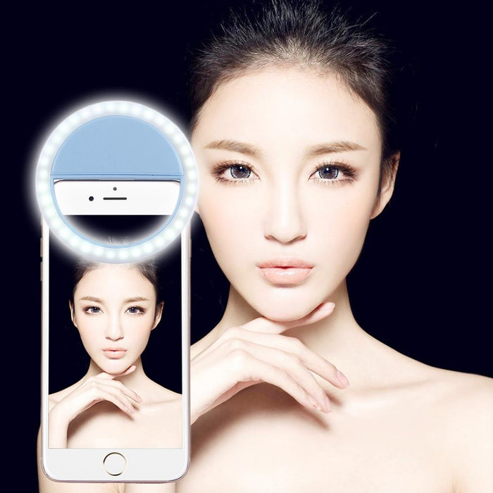 Charging Selfie Beauty Light For Iphone Galaxy Huawei Xiaomi Lg Htc And Other Smart Phones With Adjustable Clip & Usb Cable