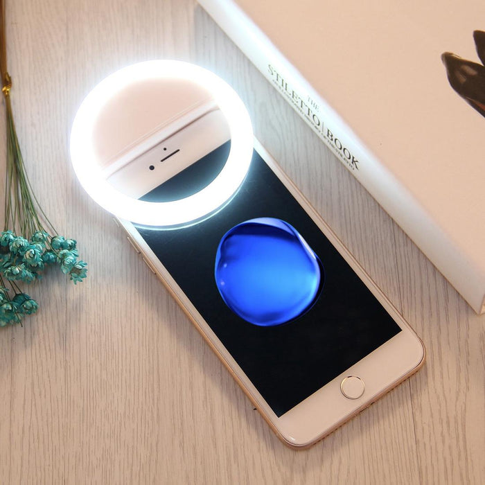 Charging Selfie Beauty Light For Iphone Galaxy Huawei Xiaomi Lg Htc And Other Smart Phones With Adjustable Clip & Usb Cable