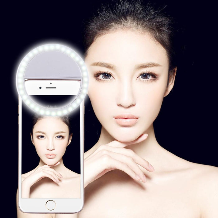 Charging Selfie Beauty Light For Iphone Galaxy Huawei Xiaomi Lg Htc And Other Smart Phones With Adjustable Clip & Usb Cable