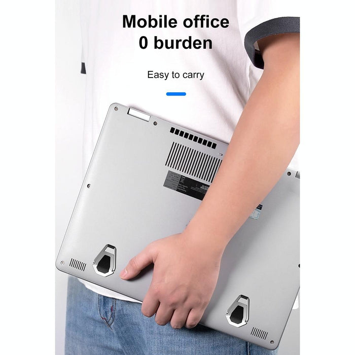 2 Pcs Bj01 Universal Stickable Shield Shape Laptop Foldable Stand Silver