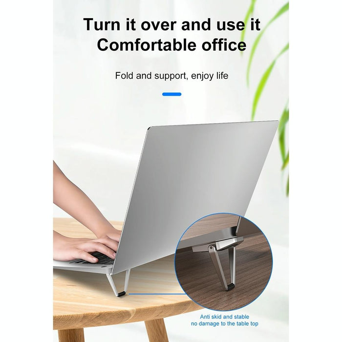2 Pcs Bj01 Universal Stickable Shield Shape Laptop Foldable Stand Silver