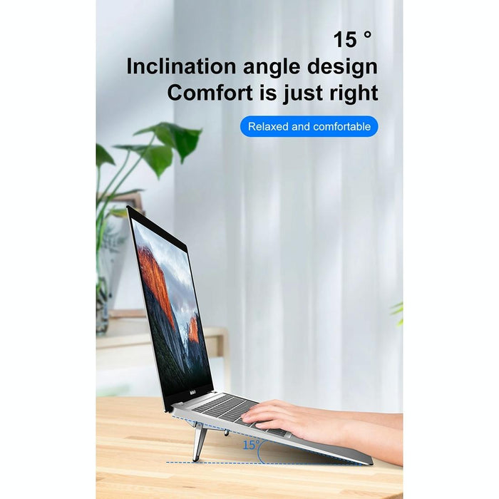 2 Pcs Bj01 Universal Stickable Shield Shape Laptop Foldable Stand Silver