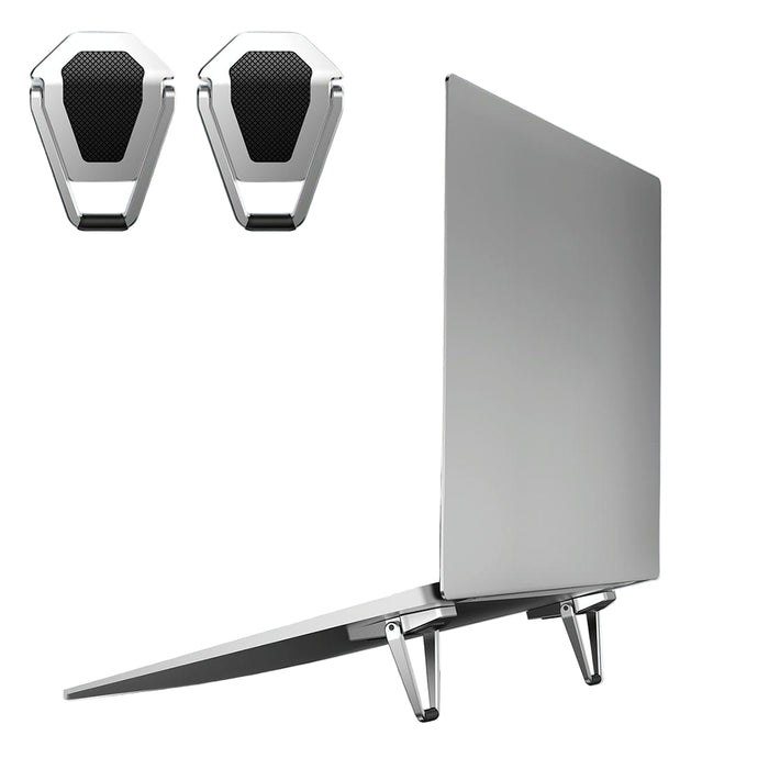 2 Pcs Bj01 Universal Stickable Shield Shape Laptop Foldable Stand Silver