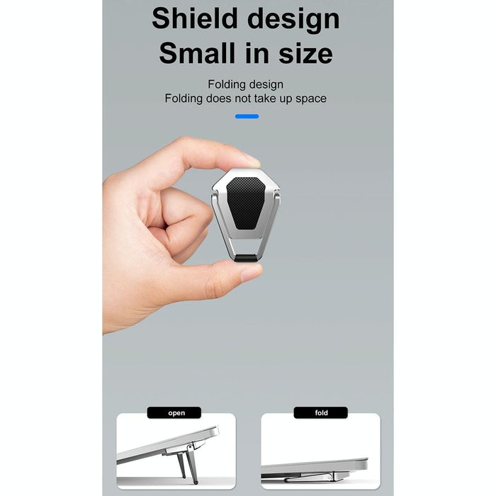 2 Pcs Bj01 Universal Stickable Shield Shape Laptop Foldable Stand Silver