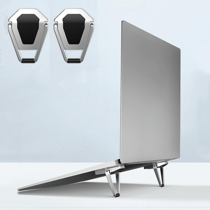 2 Pcs Bj01 Universal Stickable Shield Shape Laptop Foldable Stand Silver