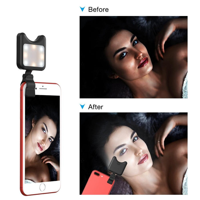 Apl-Fl01 Universal Phone Camera Lens Selfie Led Fill Light With Clip For Iphone Samsung Huawei Xiaomi Htc And Other Smartphones Black