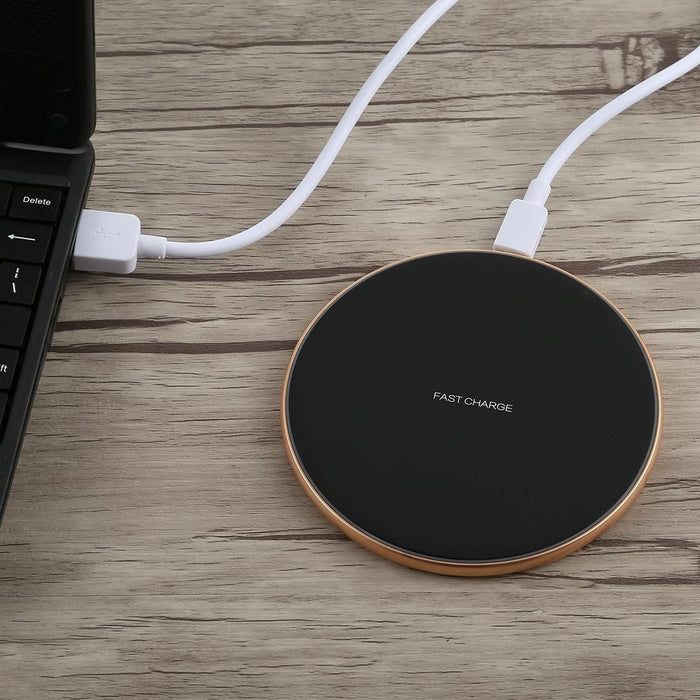 Round Shape Wireless Charger Fast Charging Black+Gold
