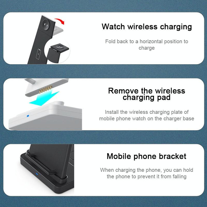 3 In 1 Foldable Charging Stand For Iphones Apple Watch And Airpods
