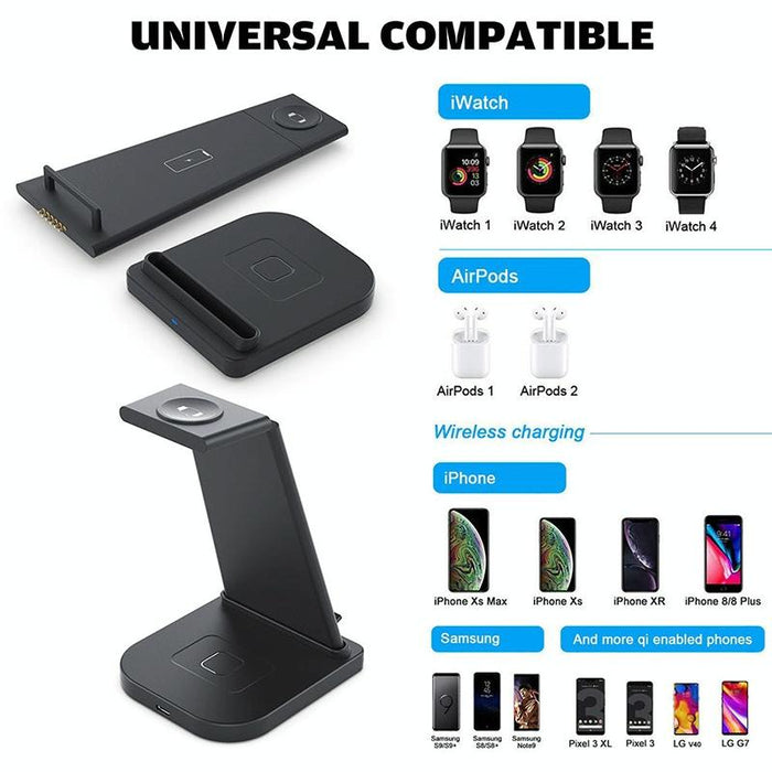 3 In 1 Foldable Charging Stand For Iphones Apple Watch And Airpods