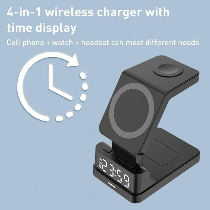 15W 4 In 1 Magnetic Desktop Wireless Charger Black