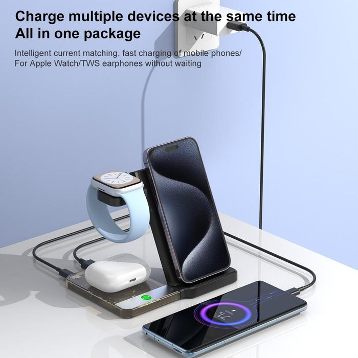 15W 5 In 1 Foldable Magnetic Wireless Charger With Night Light
