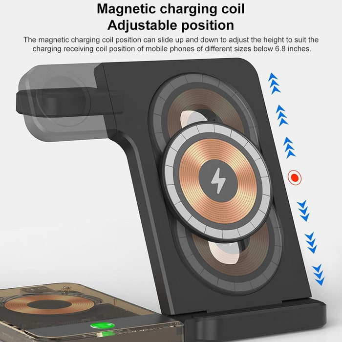 15W 5 In 1 Foldable Magnetic Wireless Charger With Night Light
