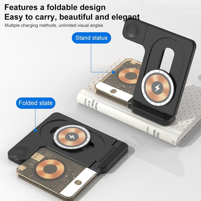 15W 5 In 1 Foldable Magnetic Wireless Charger With Night Light