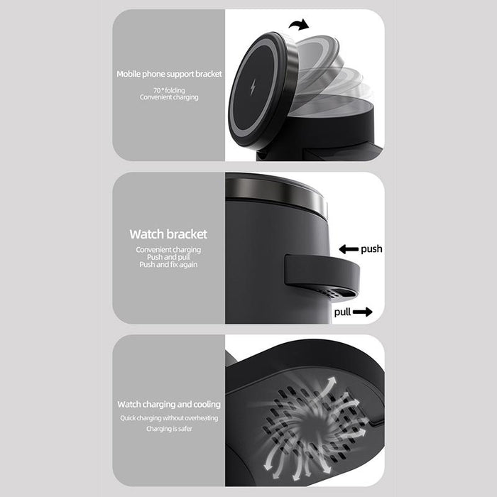 15W 4 In 1 Foldable Magnetic Wireless Charger