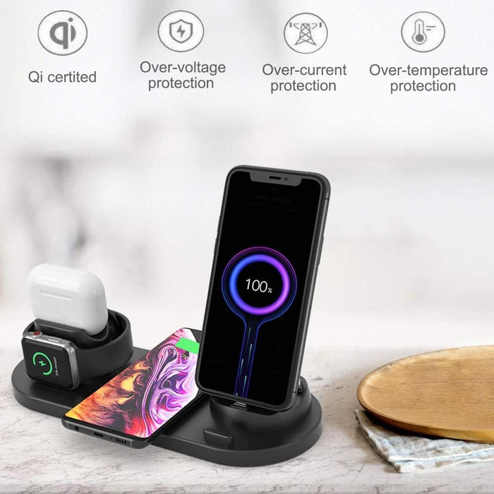 6 In 1 Wireless Charger For Iphone Apple Watch Airpods & Android