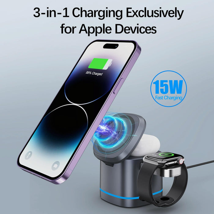 15W 3 In 1 Magnetic Wireless Charger