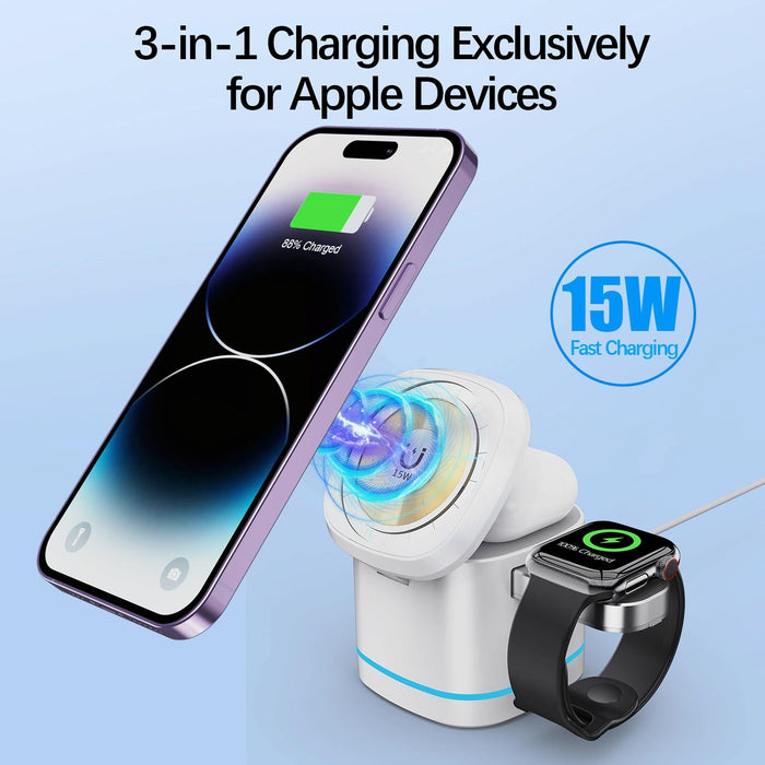 15W 3 In 1 Magnetic Wireless Charger