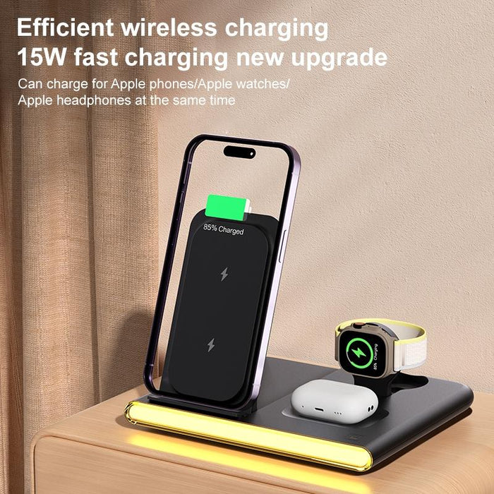 Foldable 15W Magnetic Wireless Charger With Ambient Light
