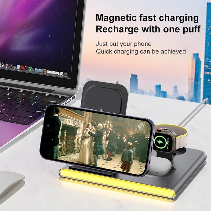 Foldable 15W Magnetic Wireless Charger With Ambient Light