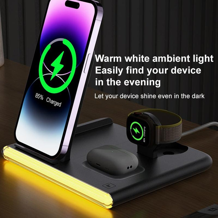 Foldable 15W Magnetic Wireless Charger With Ambient Light