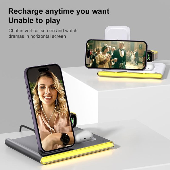 Foldable 15W Magnetic Wireless Charger With Ambient Light
