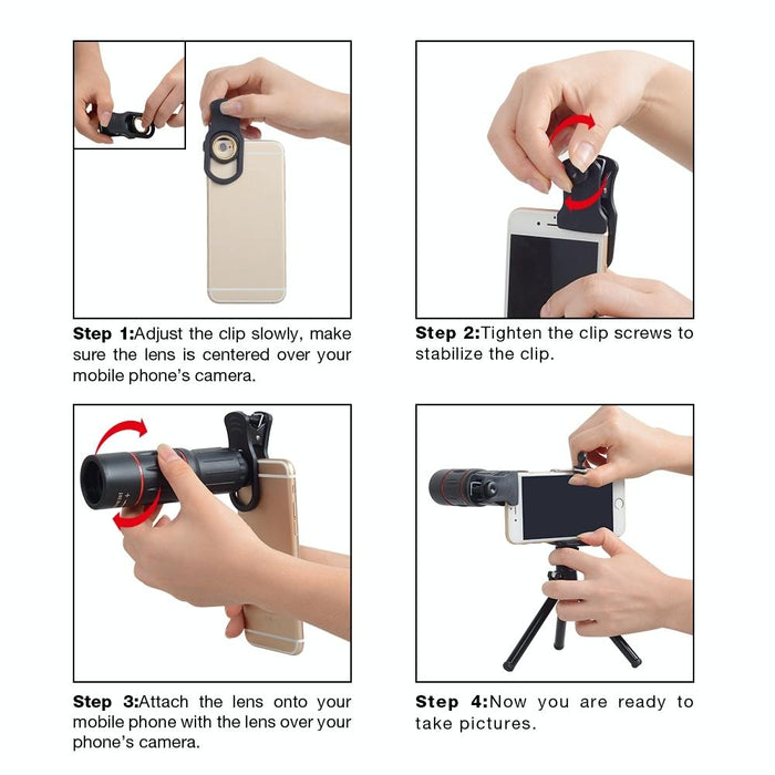3 In 1 Universal 18X Telephoto Lens + Tripod Mount + Mobile Phone Clip