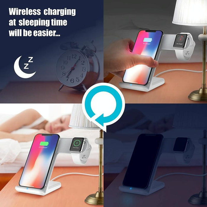 Vertical Magnetic Wireless Charger For Qi Phones & Apple Watch Black