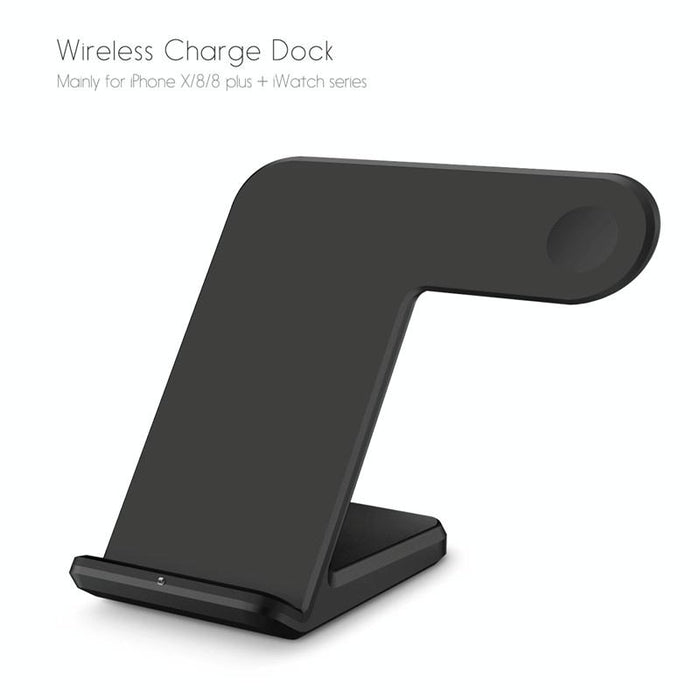 Vertical Magnetic Wireless Charger For Qi Phones & Apple Watch Black