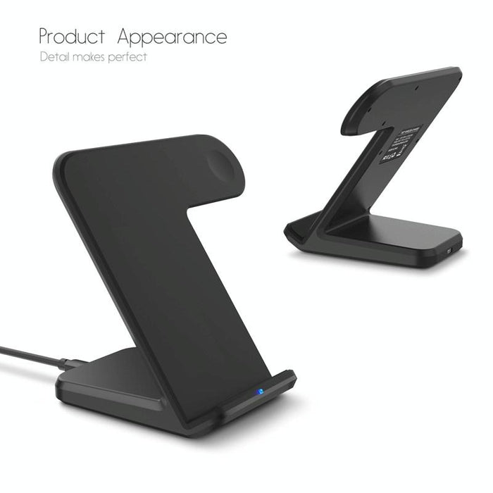 Vertical Magnetic Wireless Charger For Qi Phones & Apple Watch Black