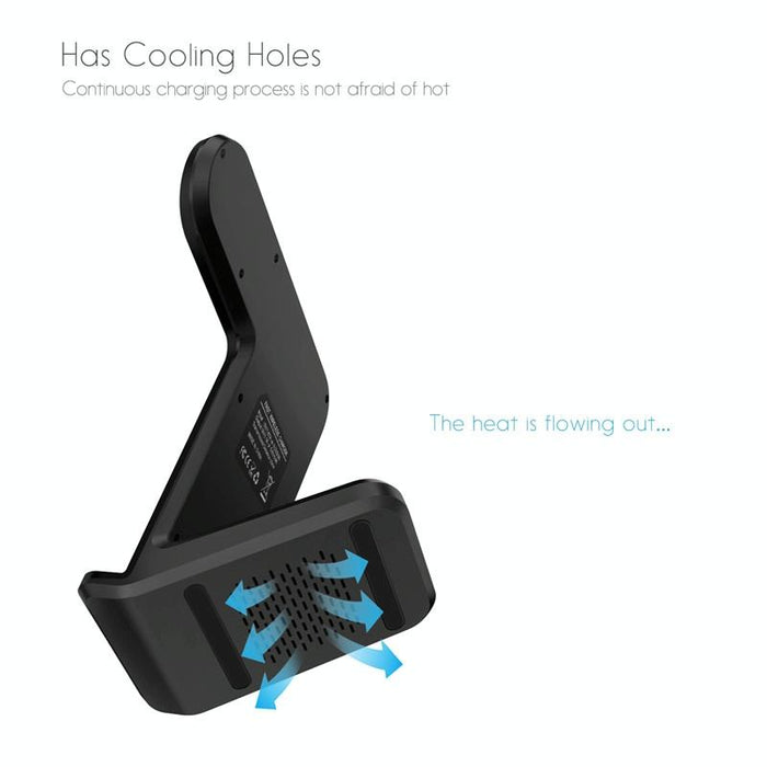 Vertical Magnetic Wireless Charger For Qi Phones & Apple Watch Black