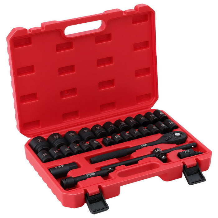 30Pc 1/2" Drive Socket Set Cr-V Steel 8-32Mm Workshop Repair