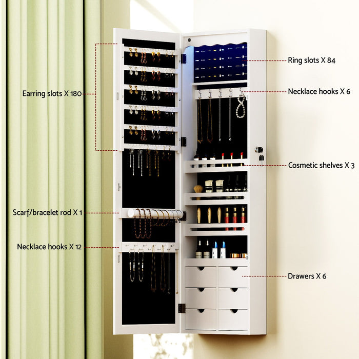 Jewellery Cabinet Led Mirror Lockable