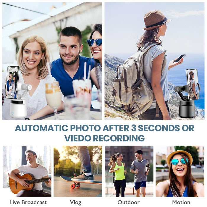 Gk01 360 Degree Rotation Intelligent Tracking Pan Tilt Following Shot Tripod Head Holder White