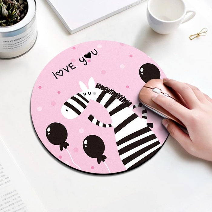 22Cm Zebra Print Circular Mouse Pad