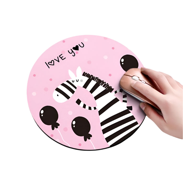 22Cm Zebra Print Circular Mouse Pad
