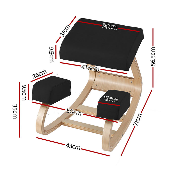 Kneeling Chair Ergonomic Posture Chair With Memory Foam Balance Stool For Home Office Gaming 120Kg Weight Capacity Black