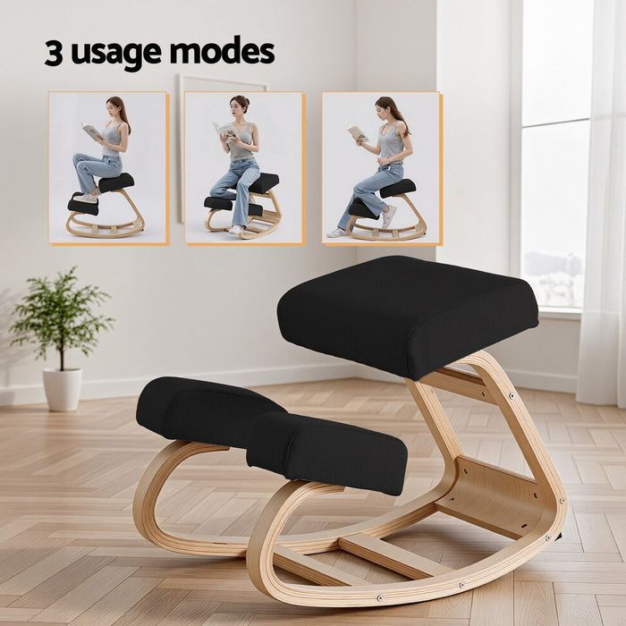Kneeling Chair Ergonomic Posture Chair With Memory Foam Balance Stool For Home Office Gaming 120Kg Weight Capacity Black