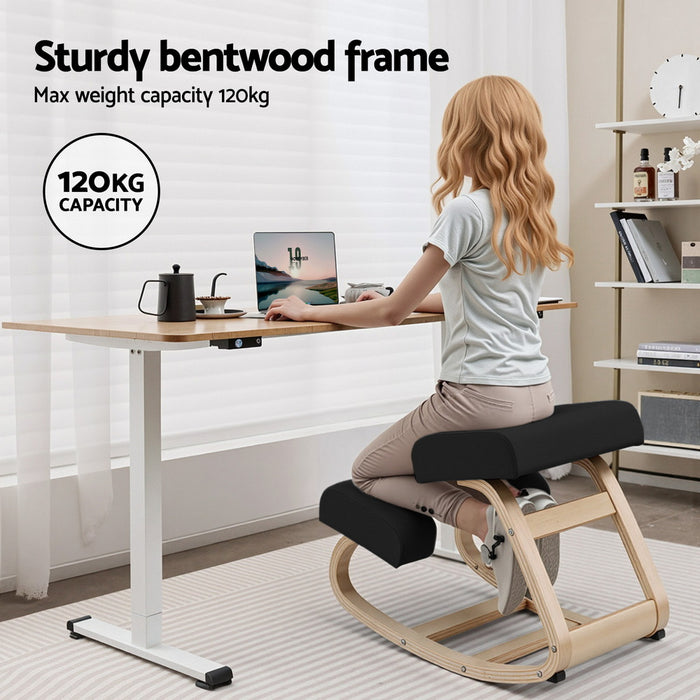 Kneeling Chair Ergonomic Posture Chair With Memory Foam Balance Stool For Home Office Gaming 120Kg Weight Capacity Black