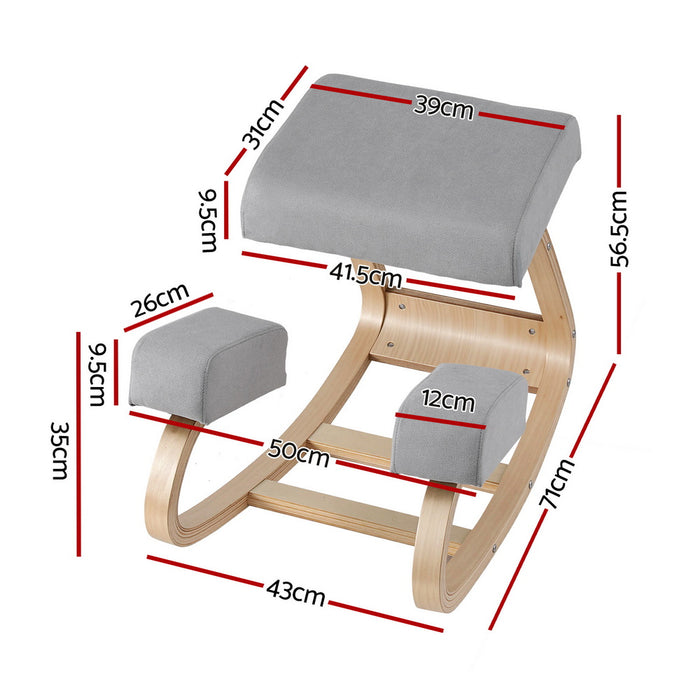 Kneeling Chair Ergonomic Posture Chair With Memory Foam Balance Stool For Home Office Gaming 120Kg Weight Capacity Gray