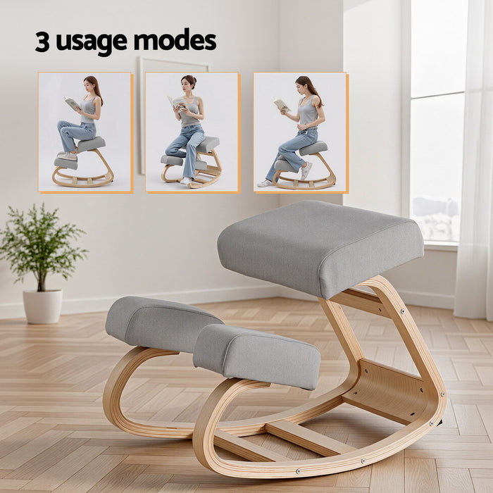 Kneeling Chair Ergonomic Posture Chair With Memory Foam Balance Stool For Home Office Gaming 120Kg Weight Capacity Gray