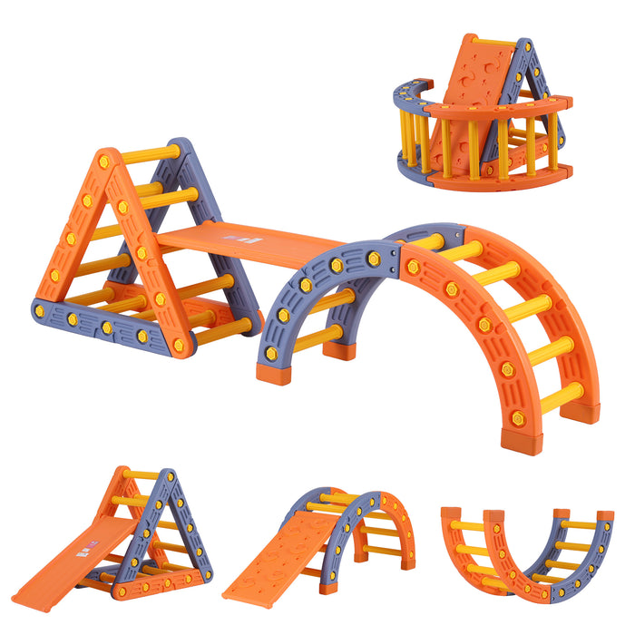 Climbing Frame Set With Slide Indoor Outdoor Toddler Toys Pikler Triangle Climber With Arch