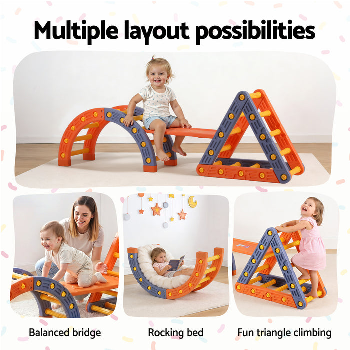 Climbing Frame Set With Slide Indoor Outdoor Toddler Toys Pikler Triangle Climber With Arch