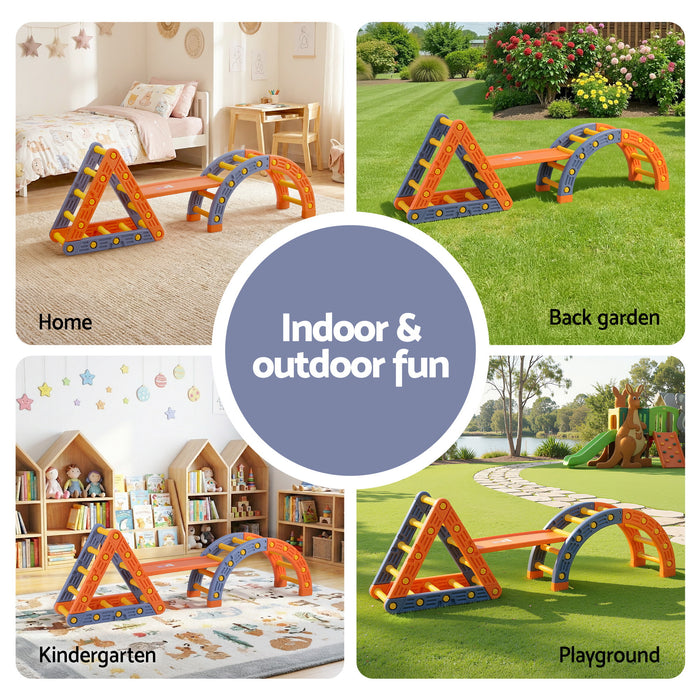 Climbing Frame Set With Slide Indoor Outdoor Toddler Toys Pikler Triangle Climber With Arch