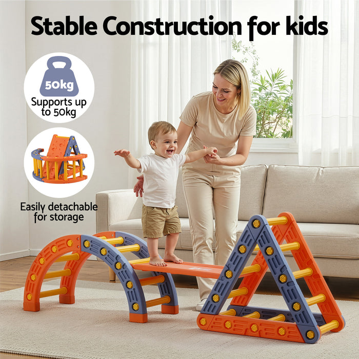 Climbing Frame Set With Slide Indoor Outdoor Toddler Toys Pikler Triangle Climber With Arch