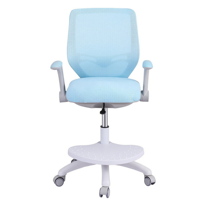 Kids Ergonomic Study Chair Adjustable W/ Wheels Footrest Blue