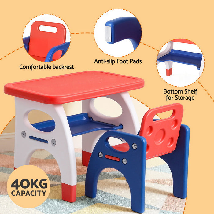 Kids Table And Chair Set Hdpe Toddler Activity Play Set Orange / Yellow