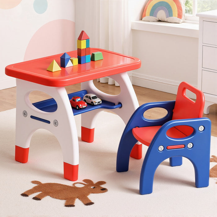 Kids Table And Chair Set Hdpe Toddler Activity Play Set Orange / Yellow