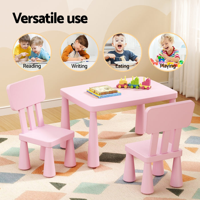 1 Kids Table And 2 Chairs Set Pink